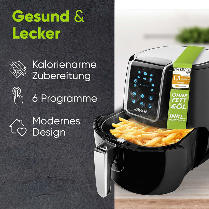 Liebfeld Heissluftfritteuse XXL (5,3L) - 1800W Airfryer Heissluft Fritöse Friteuse - Abnehmen durch