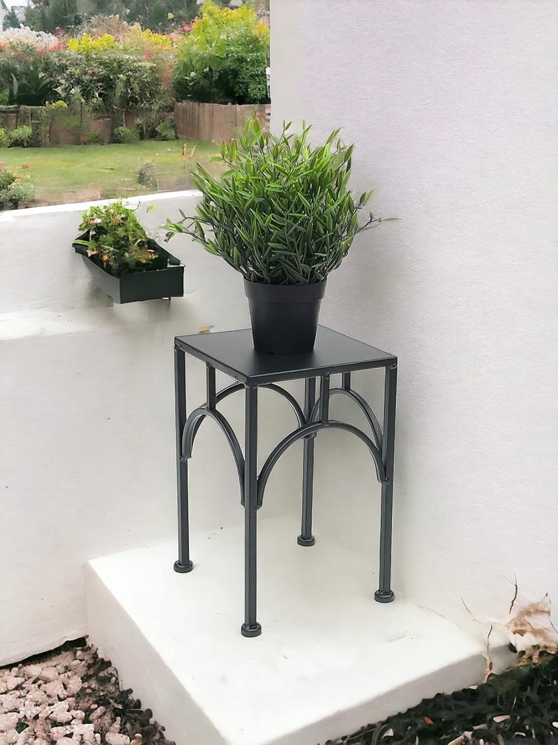 DanDiBo Blumenhocker Metall Schwarz Eckig Blumenständer Beistelltisch 96449 Blumensäule Pflanzenhock