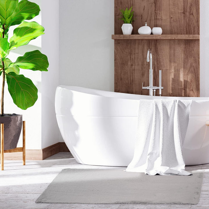 payé Badezimmerteppich Hochflor Bad - Grau - 40x60cm - kuschelig weich - waschbar - Badematte Wasser