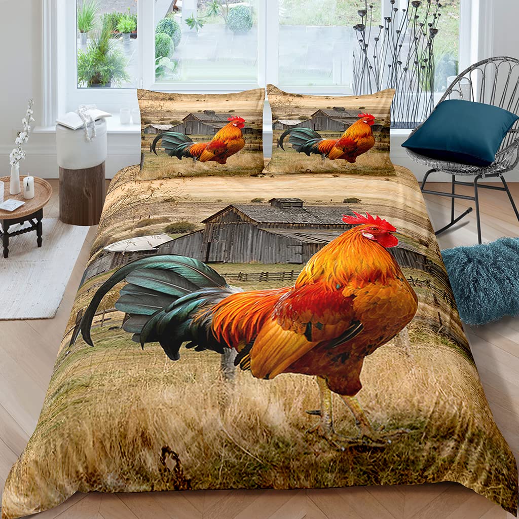XPINGO Kinder Bettwäsche Jahrgang Bauernhof 135x200 cm 2teilig Jungen und Mädchen 100% Mikrofaser So