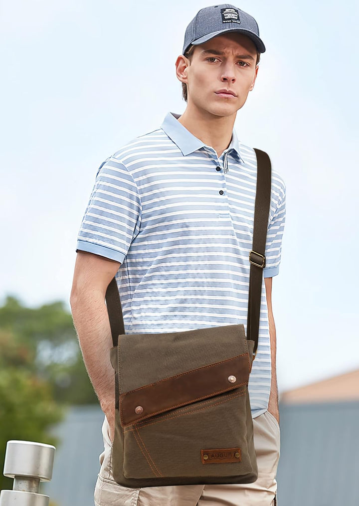 DORRISO Herren Umhängetasche Mode Leinwand Schultertasche Reise Schultertaschen Leicht Kuriertasche