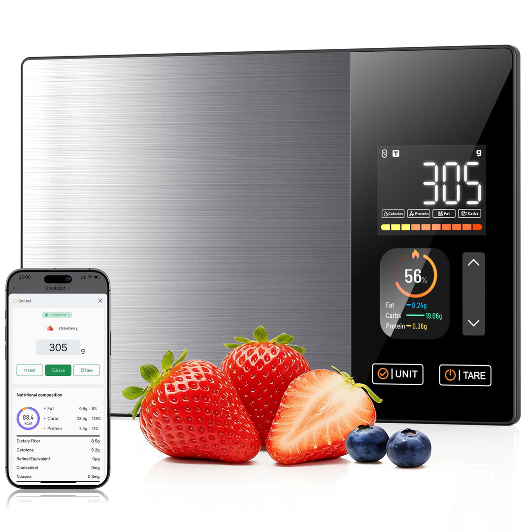 Smart Küchenwaage Kalorienzählung Ernährung Lebensmittelwaage mit kostenloser App & Bluetooth verfol