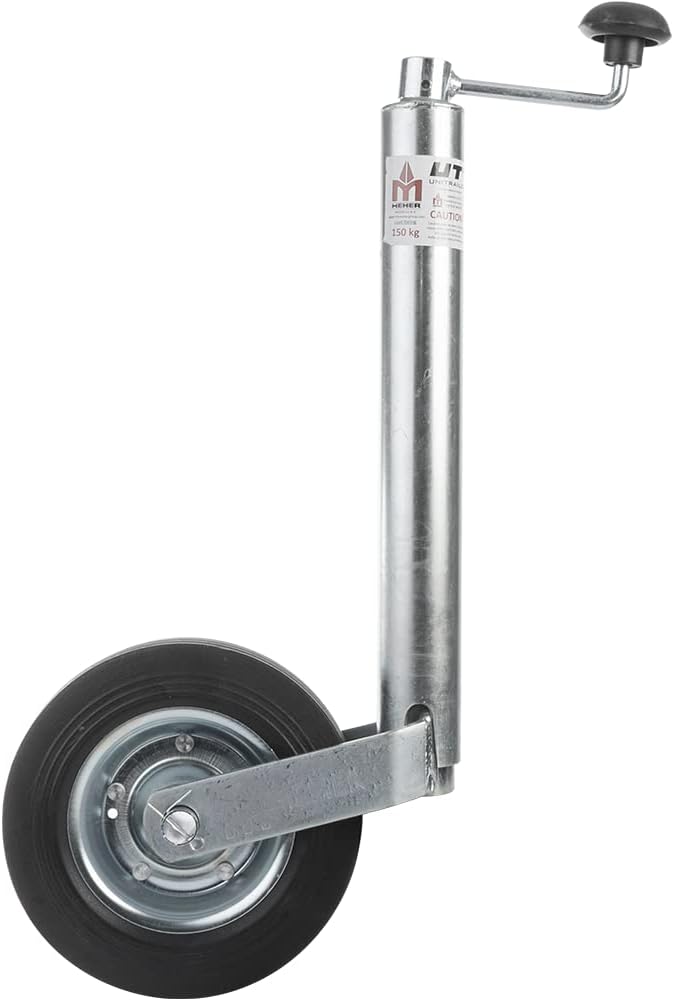 UNITRAILER Stützrad 150 kg 48 mm für Pkw-Anhänger Wohnwagen Trailer Höhe 505–730 mm Auszug 225 mm Vo