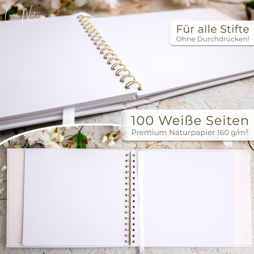 Love Notes Gästebuch Hochzeit, Geburtstag & Jeder Anlass [100 Blanko Seiten] Hochwertiges Gästebuch