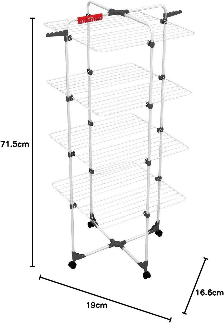 Vileda Mixer, 4 Clothes Airer, 40m Line Length, 4 Tier, 4 Wash Loads, Flex Joint, Rollable, 71,5 x 1