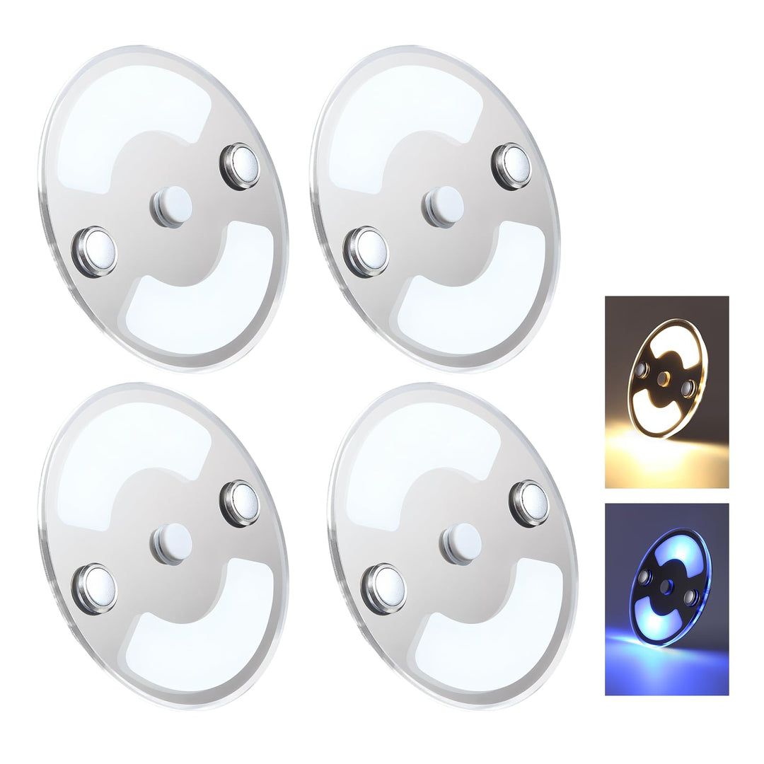 Obeaming 4 x 12V LED Deckenleuchte Wohnmobil Boot Dimmbar Panel Rund Leuchte 75mm 235lm Zwei Farbe (