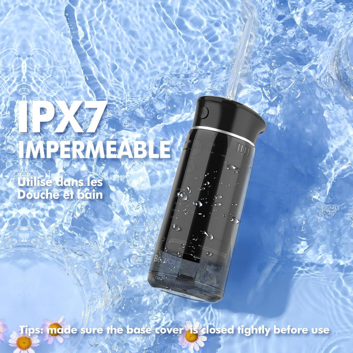 Reise Munddusche Kabellos Zahnreinigung: Oral Irrigator mit 5 Modi, 180ML Wassertank IPX7 Wasserdich