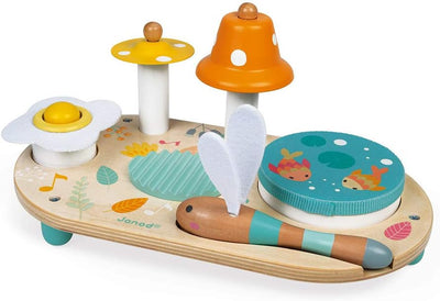 Janod - Pure Musiktisch mit 5 Funktionen - Kinder Spieltisch aus Holz - Musikalisches Holzspielzeug