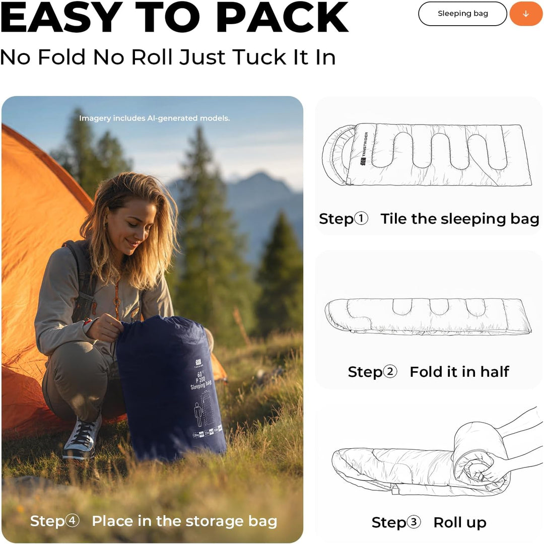 Schlafsack - 1,35 kg 3 Jahreszeiten-Deckenschlafsack, 2-in-1 Schlafsack Erwachsene, 10 °C bis 26 °C