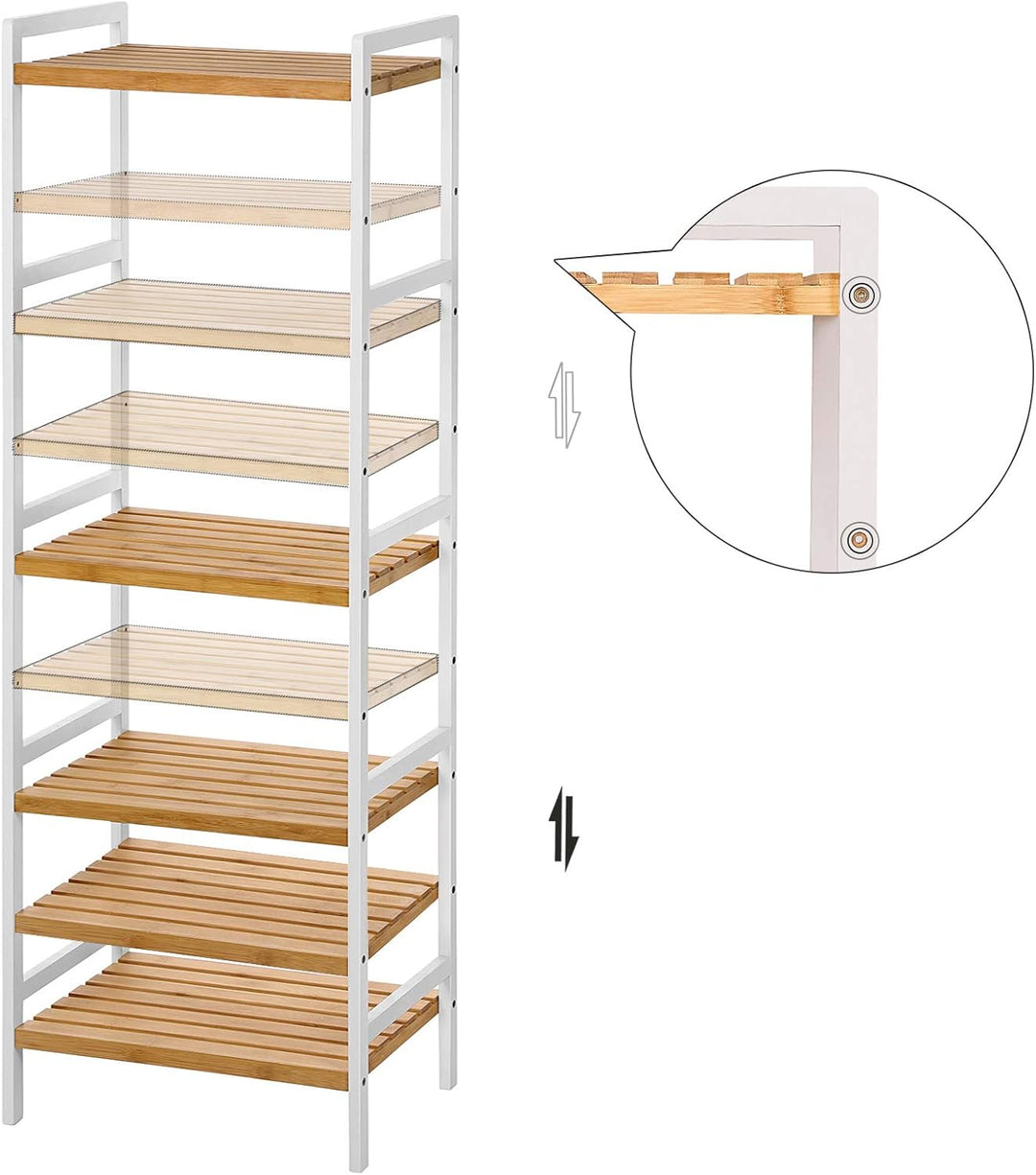 SONGMICS Bambusregal, Küchenregal, Badregal, Bücherregal, Standregal mit 5 Ablagen, 31,5 x 45 x 142