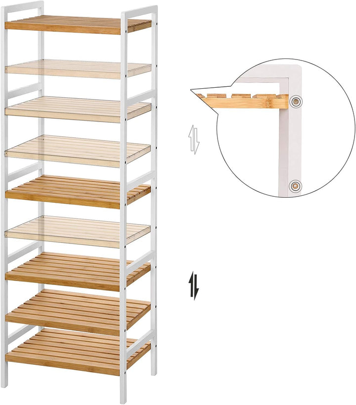 SONGMICS Bambusregal, Küchenregal, Badregal, Bücherregal, Standregal mit 5 Ablagen, 31,5 x 45 x 142