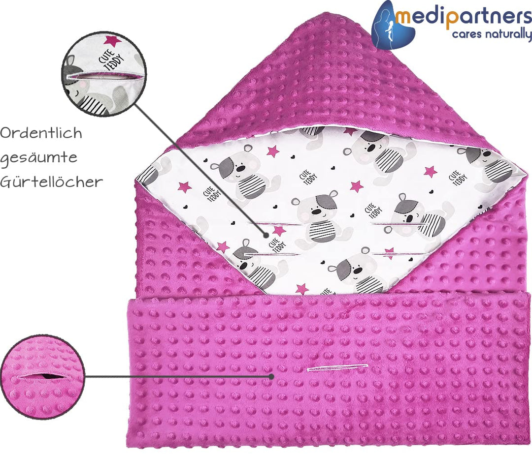 Medi Partners Einschlagdecke 100% Baumwolle 85x85cm Kuscheldecke für Kinderwagen Babyschale universa