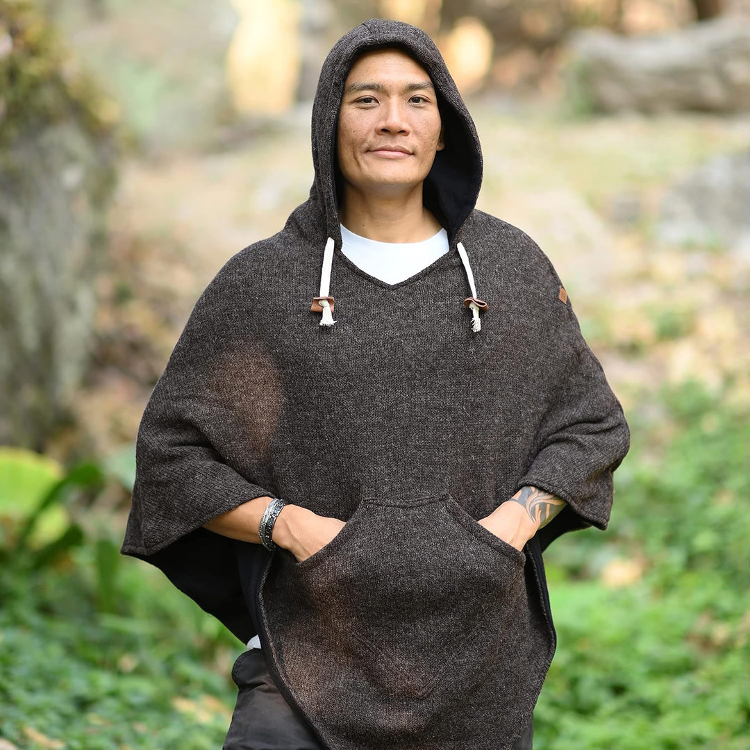 virblatt - Poncho Herren Wolle & Poncho Damen | Wolle &Polarfleece Herren Poncho Winter Fleece warm