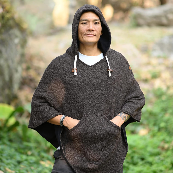 virblatt - Poncho Herren Wolle & Poncho Damen | Wolle &Polarfleece Herren Poncho Winter Fleece warm