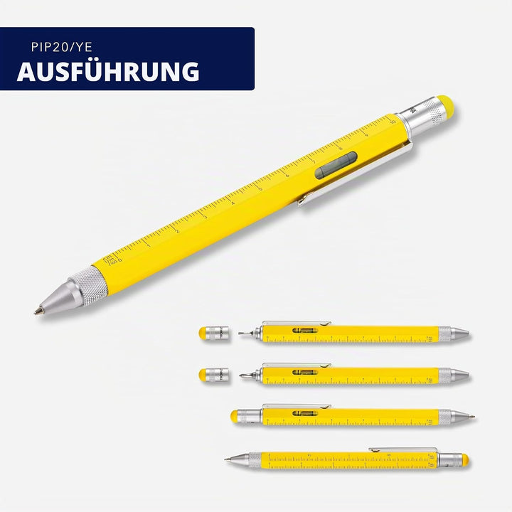TROIKA CONSTRUCTION Multitasking-Kugelschreiber - PIP20/YE - gelb - Zentimeter- und Zoll-Lineal - 1: