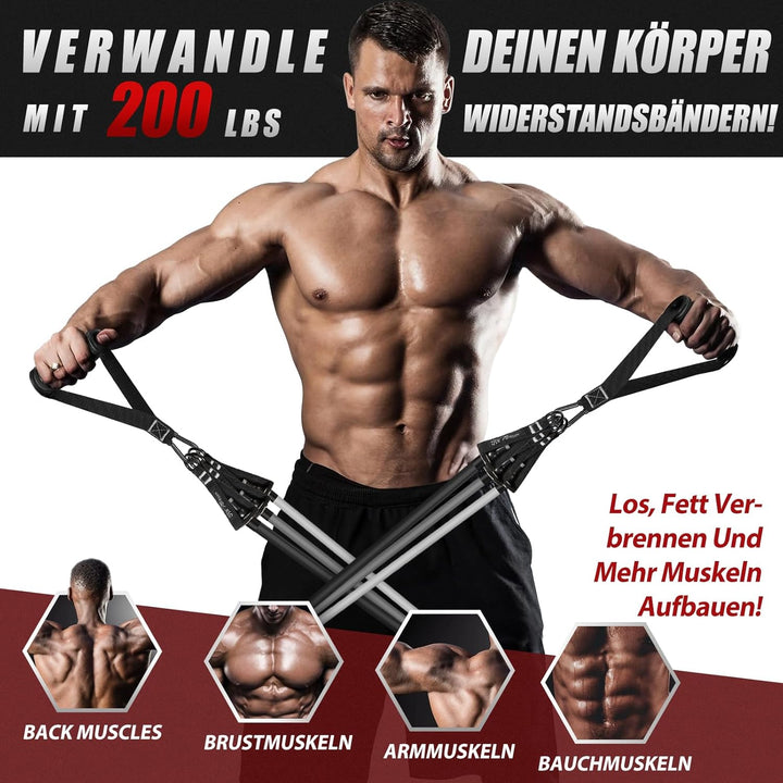 Fitnessbänder Set, 150lbs 200lbs 250lbs Resistance Bands 5 Verschiedene Stärken, Widerstandsbänder S