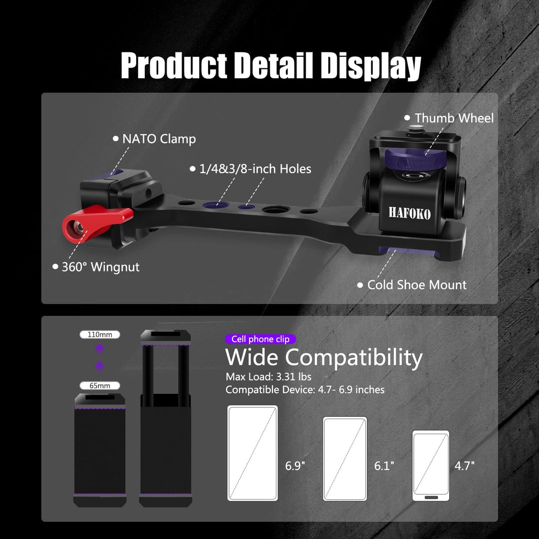 HAFOKO RS3 Gimbal Monitor Montieren RS2 Handhaben Verlängerung Platte Metall mit 1/4" Gewinde Kalter