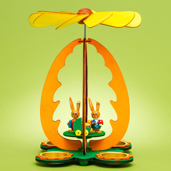 Sikora OD04 Osterdeko Holz Osterei Teelicht Tischpyramide mit Osterhasen Figuren, Farbe/Modell:A1 Os