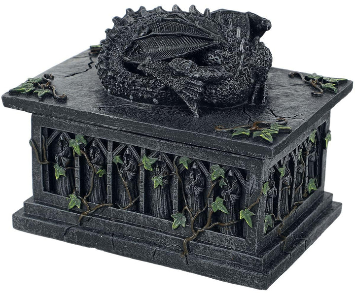 Nemesis Now NOW102 Drachen-Tarotbox, Kunstharz, 18 cm, Schwarz 18 cm Schwarz, 18 cm Schwarz