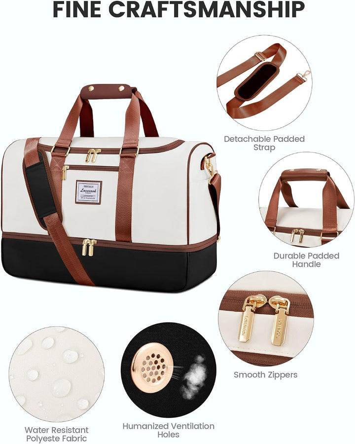 LOVEVOOK Weekender Gross Reisetasche, 50L Travel Duffle Bag Reisetaschen mit Kulturtasche, Schuhfach