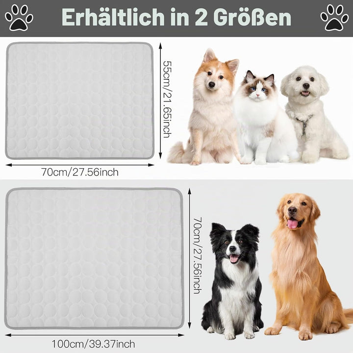 Aitsite Selbstkühlende Hundematte 100x70cm, Kühlmatte Hund &amp; Katze waschbar aus Eisseide, Kühldecke