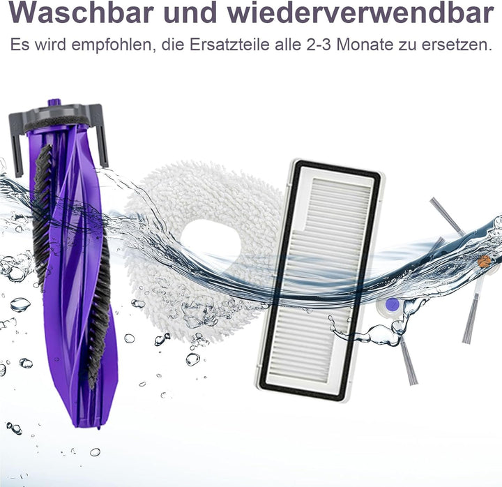 Zubehör für Narwal Freo X Ultra Staubsauger, 1 Hauptbürste, 2 Staubbeutel, 4 Filter, 6 Wischtücher,
