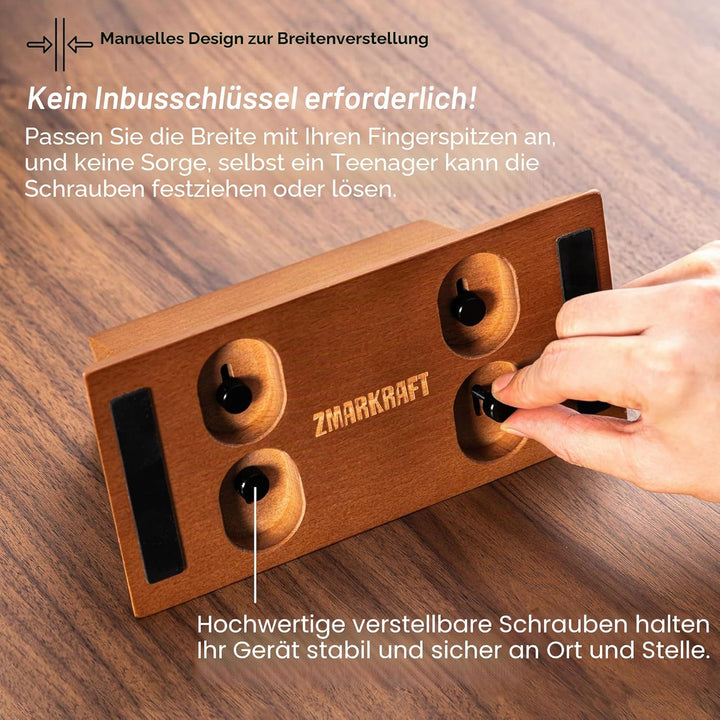 Verstellbarer vertikaler Laptop-Ständer, kompatibel mit allen Laptops, MacBook-Ständer, Holz-iPad-Ha