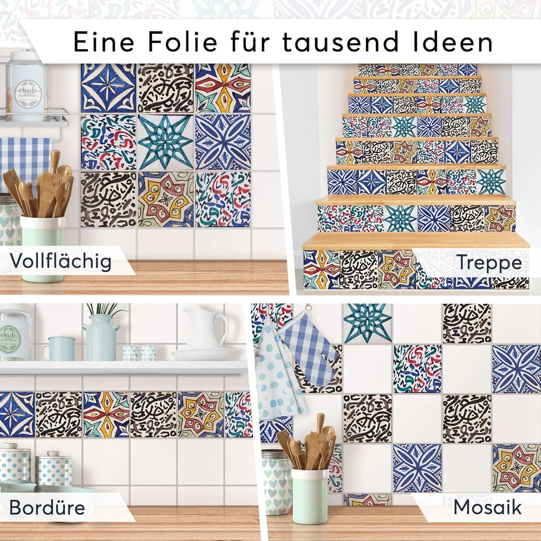 40 Stück Fliesenfolie für Küche und Bad 10x10 cm - Mosaikfliesen, Fliesensticker - Sticker Fliesen s