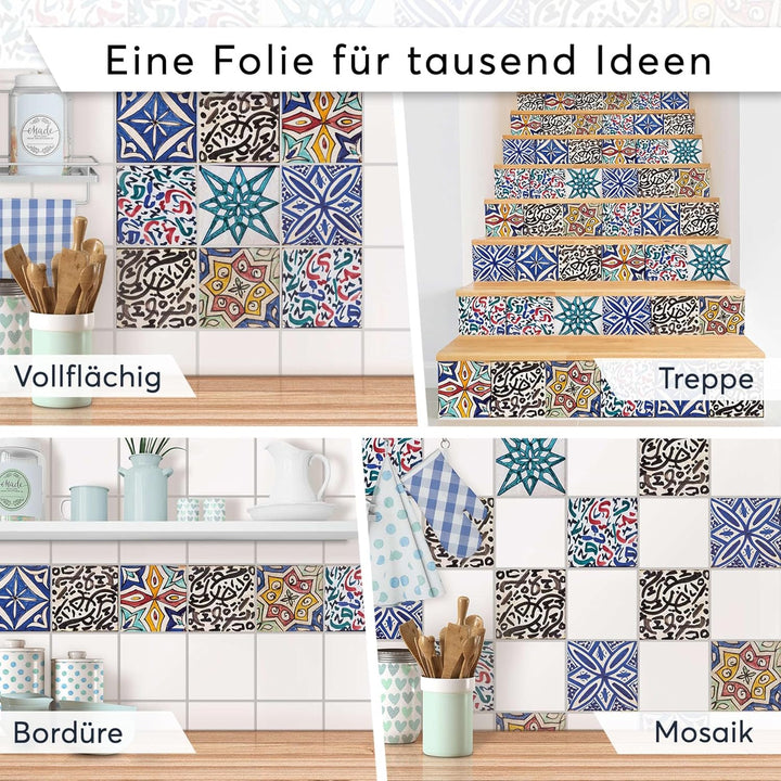 40 Stück Fliesenfolie für Küche und Bad 10x10 cm - Mosaikfliesen, Fliesensticker - Sticker Fliesen s