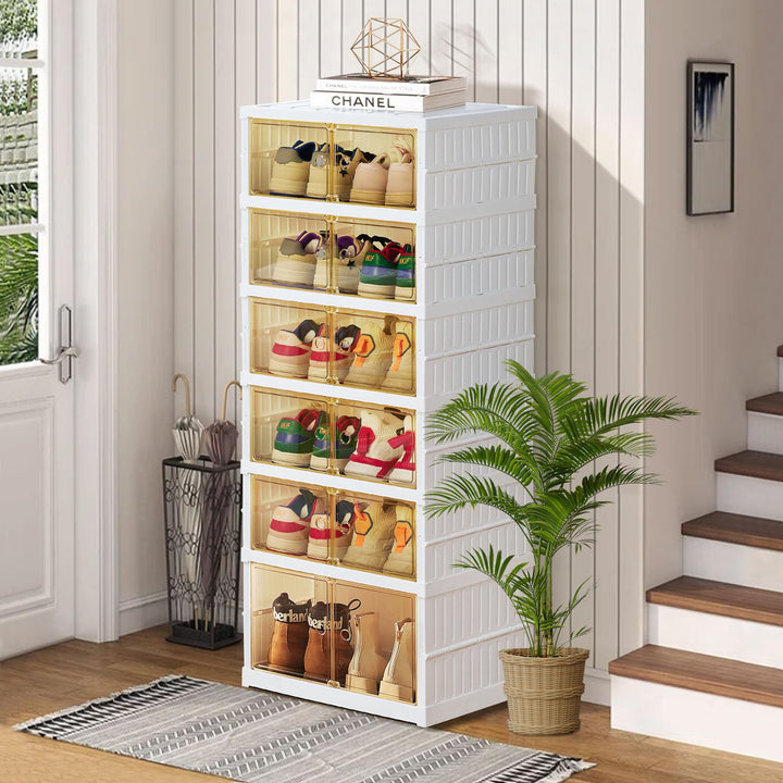 Schuhbox Faltbare Aufbewahrungsbox Installationsfrei Transparent Kunststoff Stapelbar Schuhaufbewahr