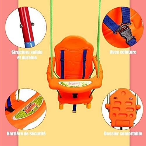 3-in-1 Babyschaukel, Kinderschaukel, Sitz mit Rückenlehne und Gürtel, abnehmbare Armlehnen, Gartensc