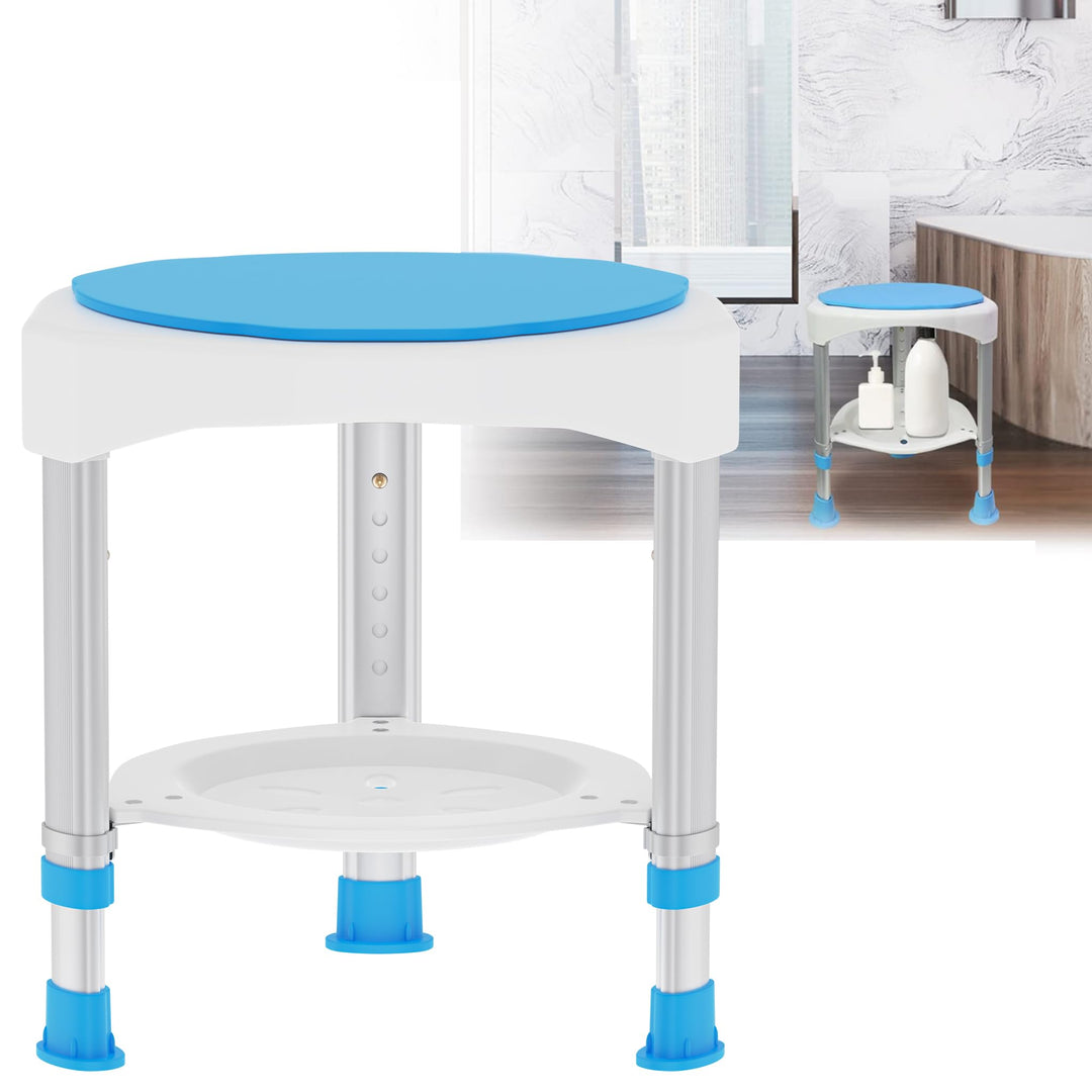 XMTECH 360°Drehbarer Duschhocker Duschstuhl Badestuhl 45-57cm Höhenverstellbar Badehocker Badhocker