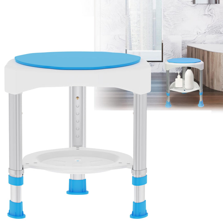 XMTECH 360°Drehbarer Duschhocker Duschstuhl Badestuhl 45-57cm Höhenverstellbar Badehocker Badhocker