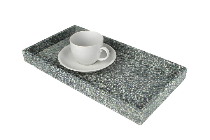 SIGNATURE HOME COLLECTION Kleines Tablett mit Rand, Kunstleder, blau, mittel
