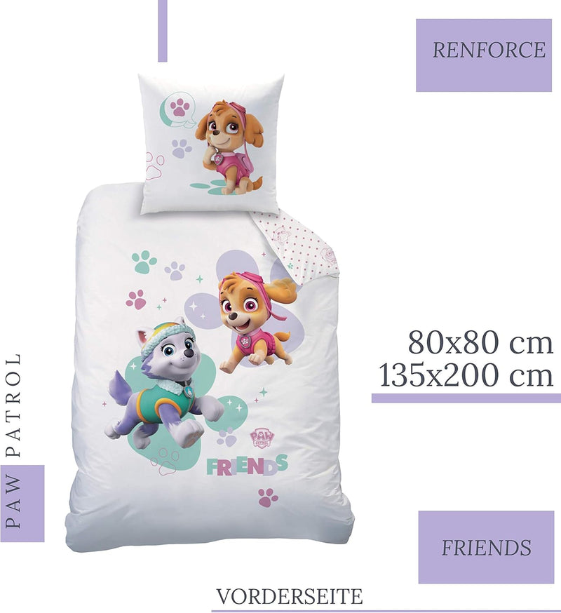 CTI PAW Patrol Bettwäsche Set für Mädchen Skye & Everest 2 teilig · Kinderbettwäsche · 1 Kissenbezug