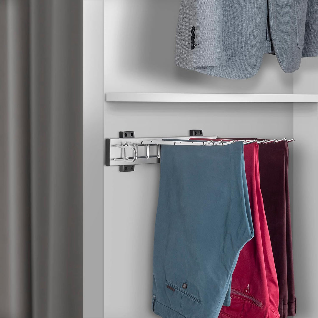 Emuca - seitlich montierbarer Hosenhalter für den Kleiderschrank, Montage rechts, Stahl und Kunststo