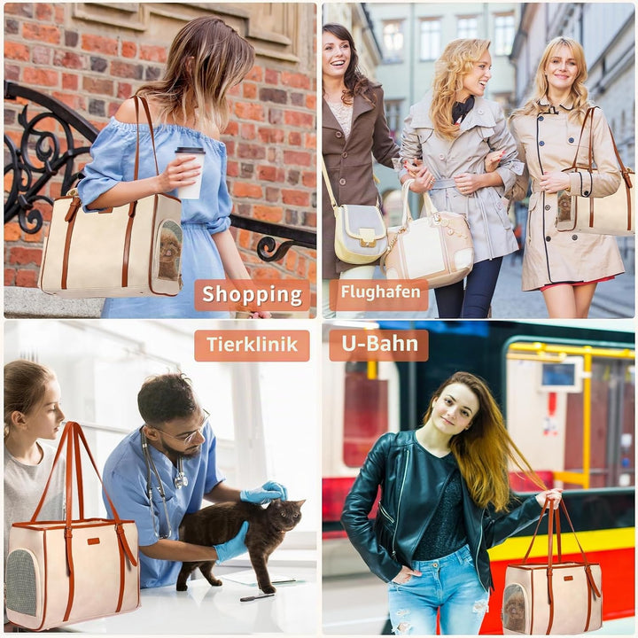Lasaviin Modische Hunde-Geldbörse, Haustier-Tragetasche, Ledertasche für kleine Hunde, Katzen, Welpe