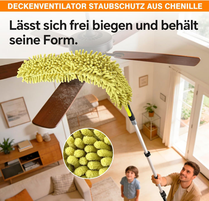 ARTIPOLY 6 m Staubwedel mit Teleskopstiel Set, 5-in-1 Staubwedel für hohe Reichweite mit Chenille Fe