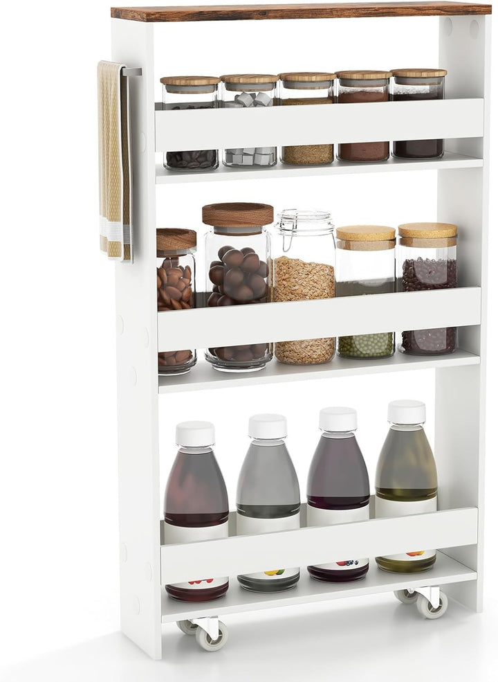GIANTEX Nischenregal 13cm breit, Küchenregal Küchenschrank Küchenwagen , Nischenschrank Nischenwagen