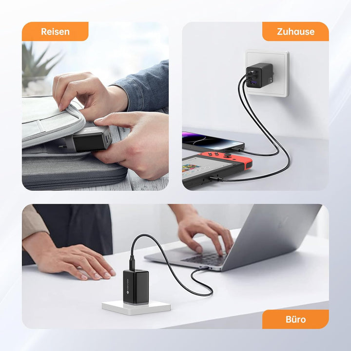 NOVOO 67W USB C Ladegerät GaN Ⅲ USB C Netzteil Schnellladegerät Kompaktes Reisen kompatibel MacBook
