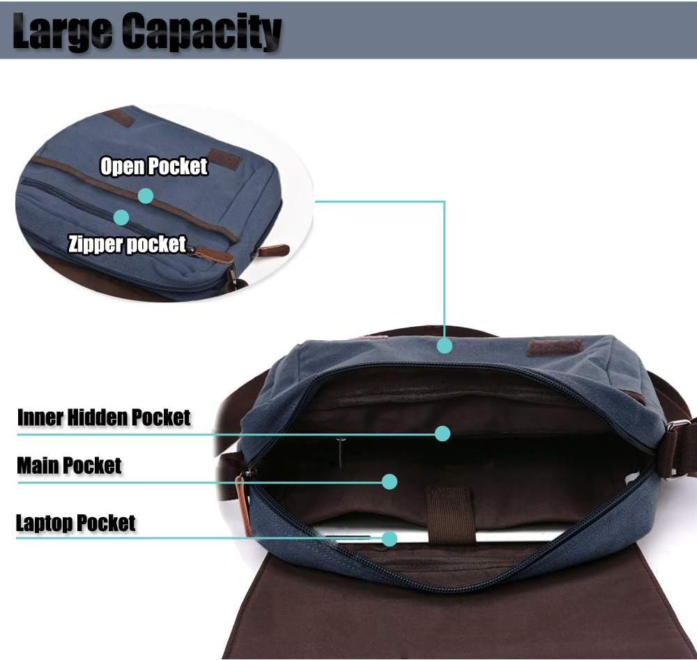 LOSMILE Herren Umhängetaschen, Leinwand Schultertaschen, Laptoptasche,Schulranzen, für Schule und Ar