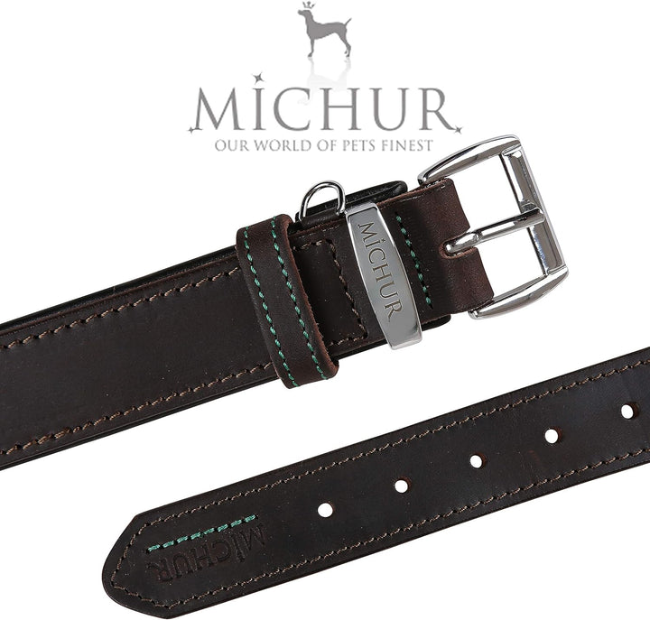 MICHUR Oleo Hundehalsband Leder, Lederhalsband Hund, Halsband, Braun, Leder, in verschiedenen Grösse