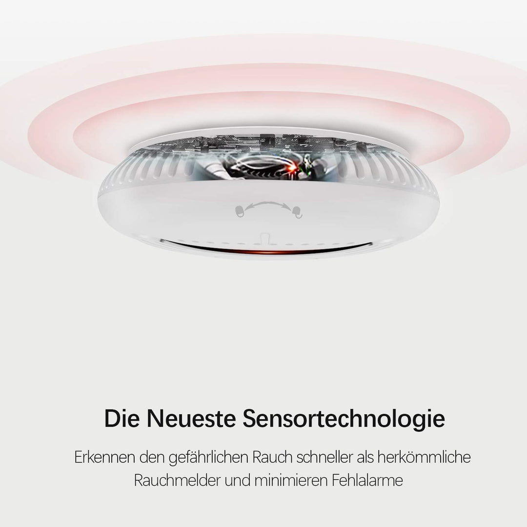 RIAKELL Rauchmelder 1er Set, Feuermelder 10 Jahre Batterie, 85 dB Horbarer Alarm, 14604 geprufter, F
