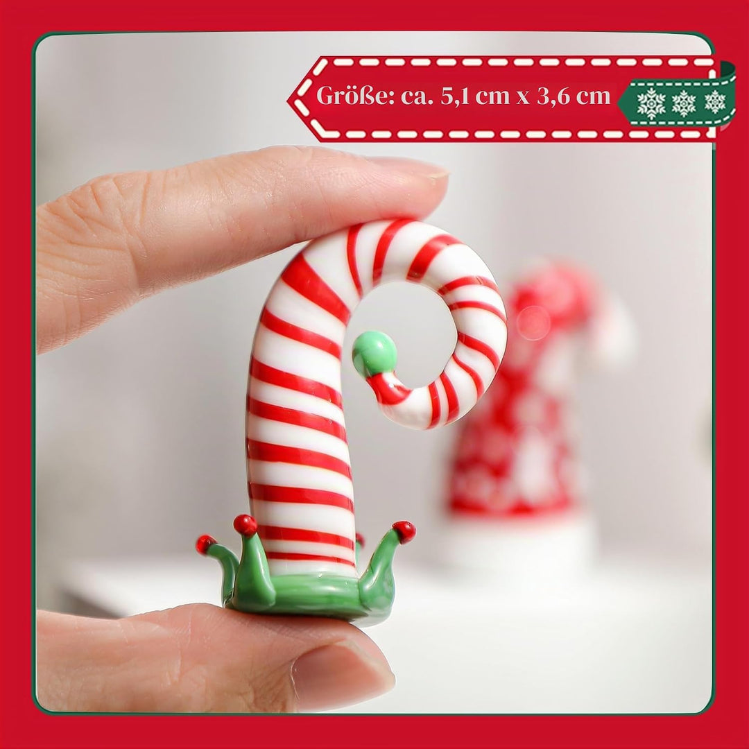 HDCRYSTALGIFTS Handgeblasene Glas-Weihnachtsfiguren, Ornamente, 4 Stück, Mini-Weihnachtsfiguren für