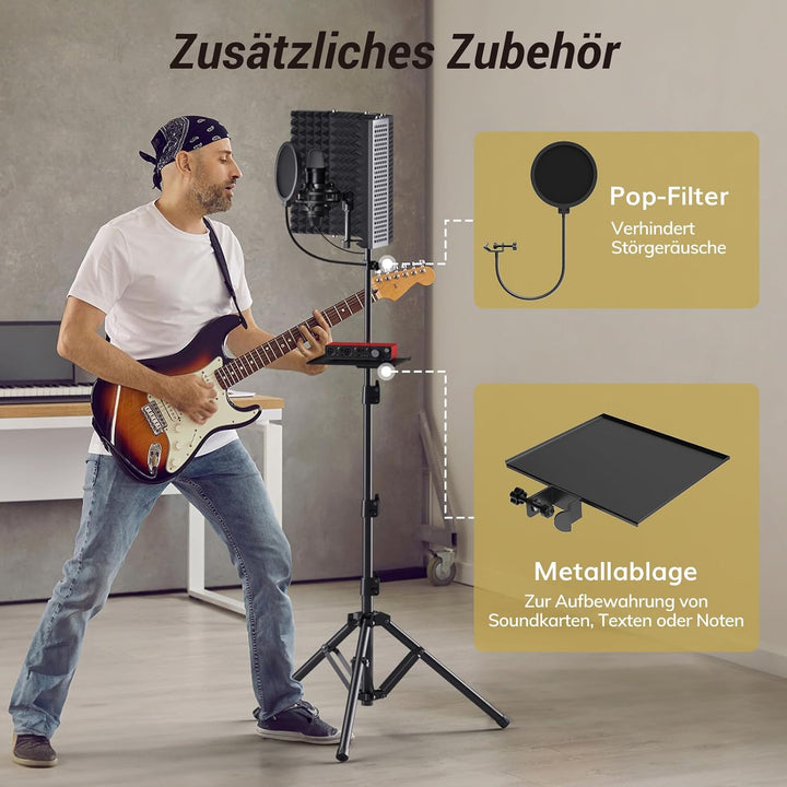 TONOR Isolationsschild-Paket für Mikrofon, hochdichter, Saugfähiger Schaumstoffschutz mit Pop-Filter