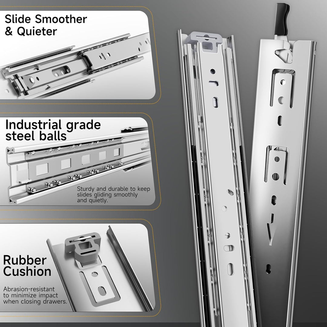 AOLSHENG schubladenschiene vollauszug 750 mm,Schwere schubladenführungen mit Schloss 50 kg Ladekapaz