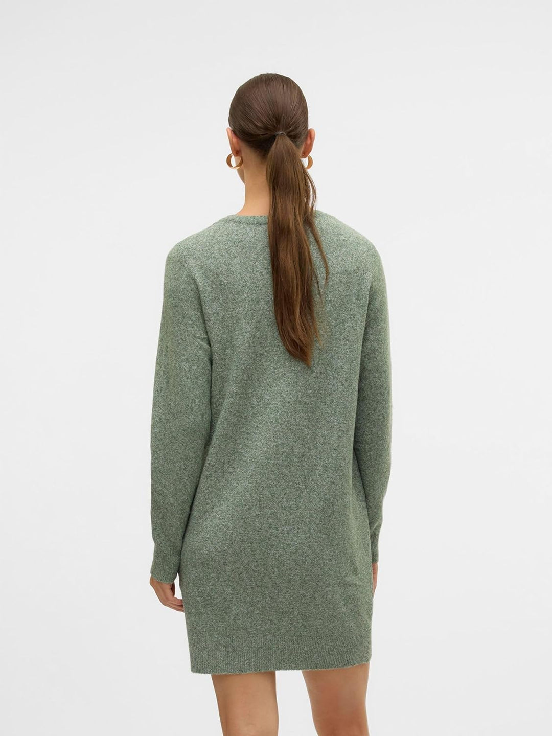 VERO MODA Damen Vmdoffy Ls O-Neck Dress Ga Noos Kleid L Laurel Wreath Melange, L Laurel Wreath Melan