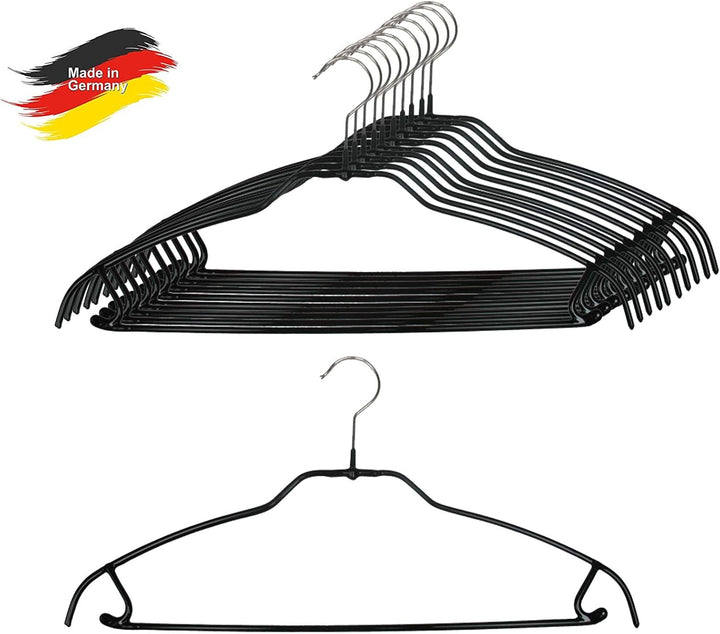 MAWA Kleiderbügel mit Steg, 10 Stück, platzsparende Universalkleiderbügel für Oberteile, Hosen und R