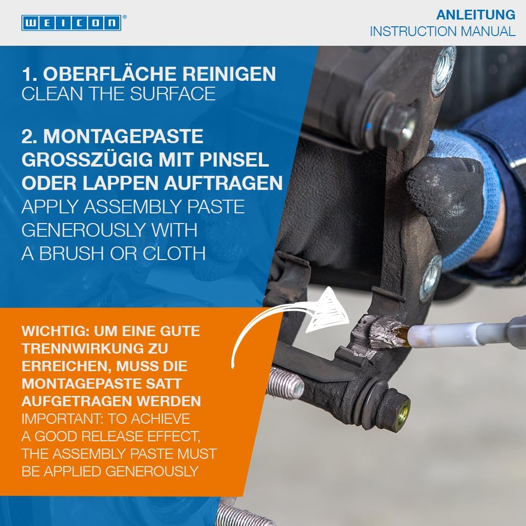 WEICON Anti-Seize Montagepaste 450 g hitzebeständiger Schutz gegen Korrosion, Festfressen und Versch