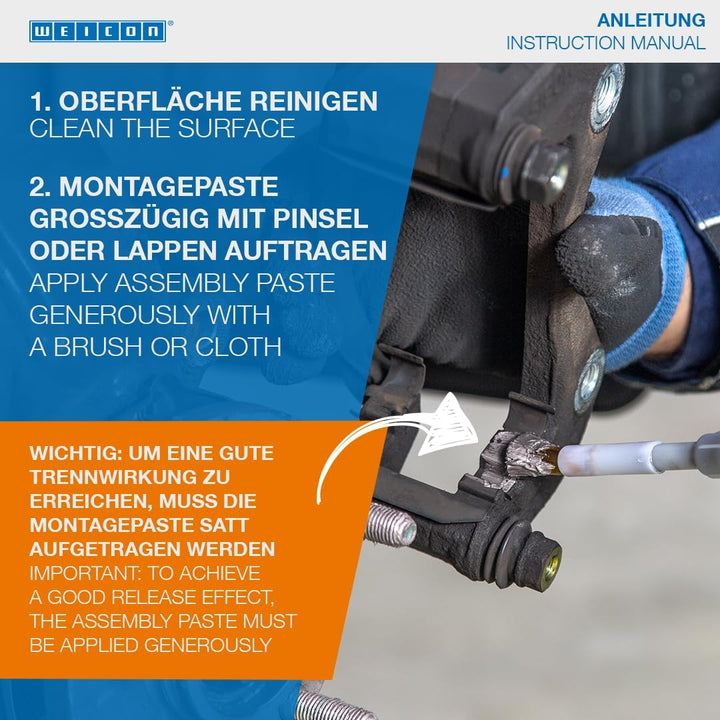 WEICON Anti-Seize Montagepaste 450 g hitzebeständiger Schutz gegen Korrosion, Festfressen und Versch